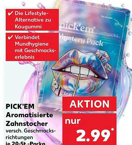 PICK'EM Aromatisierte Zahnstocher versch. Geschmacksrichtungen je 20-St.-Packg.