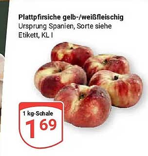 Plattpfirsiche gelb-/weißfleischig