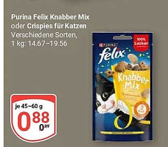 Purina Felix Knabber Mix oder Crispies für Katzen