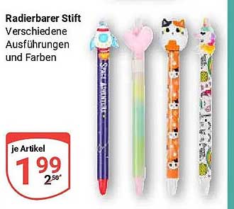 Radierbarer Stift Verschiedene Ausführungen und Farben