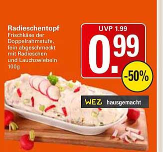 RadieschentoPF Frischkäse der Doppelrahmstufe, fein abgeschmeckt mit Radieschen und Lauchzwiebeln 100g