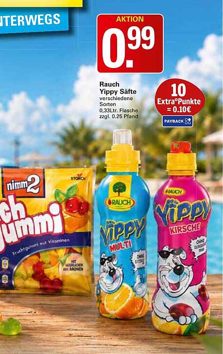 Rauch Yippy Säfte verschiedene Sorten 0,33Ltr. Flasche zzgl. 0.25 Pfand