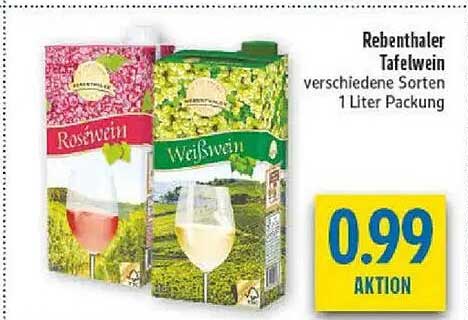 Rebenthaler Tafelwein verschiedene Sorten 1 Liter Packung