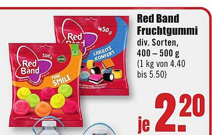 Red Band Fruchtgummi div. Sorten, 400 – 500 g (1 kg von 4.40 bis 5.50)