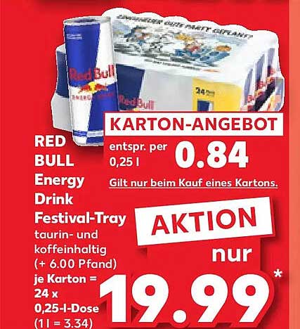 RED BULL Energy Drink Festival-Tray taurine- und koffeinhaltig (+ 6.00 Pfand) je Karton = 24 x 0,25 l-Dose (1 l = 3.34)