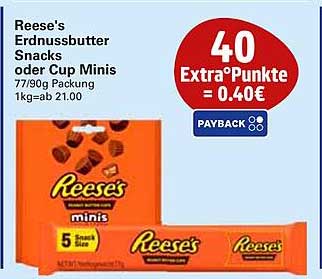 Reese's Erdnussbutter Snacks oder Cup Minis