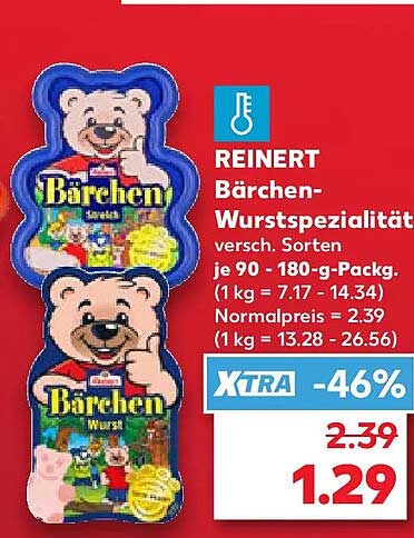 REINERT Bärchen-Wurstspezialität versch. Sorten je 90 - 180-g-Packg.