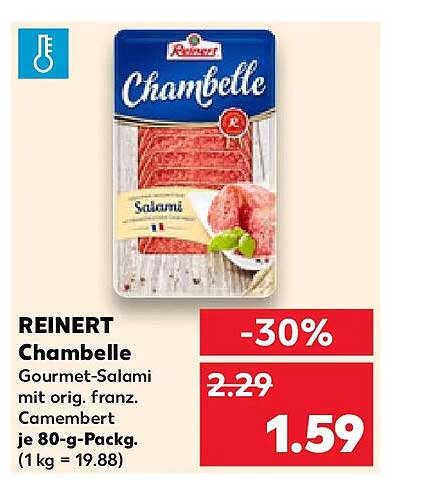 REINERT Chambelle Gourmet-Salami mit orig. franz. Camembert je 80-g-Packg. (1 kg = 19.88)