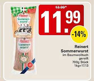 Reinert Sommerwurst im Buchenholz gereift 700g Stück 1kg=17.13