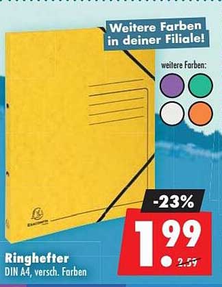Ringhefter DIN A4, versch. Farben