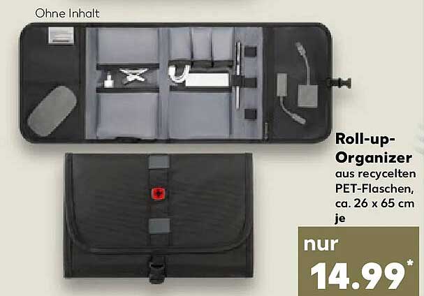 Roll-up-Organizer aus recycelten PET-Flaschen, ca. 26 x 65 cm je