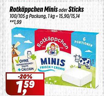 Rotkäppchen Minis oder Sticks 100/105 g Packung, 1 kg = 15,90/15,14