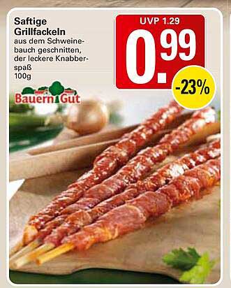 Saftige Grillfackeln aus dem Schweinebauch geschnitten, der leckere Knabberspaß 100g