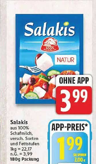Salakis aus 100% Schafmilch, versch. Sorten und Fettstufen 1kg = 22,17 n.G. = 3,99 180g Packung