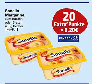 Sanella Margarine zum Backen oder Braten 400g Becher 1kg=5.48