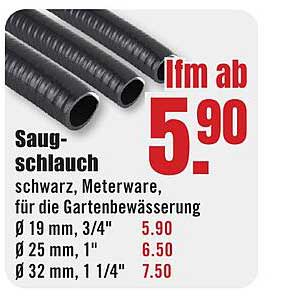 Saugschlauch schwarz, Meterware, für die Gartenbewässerung