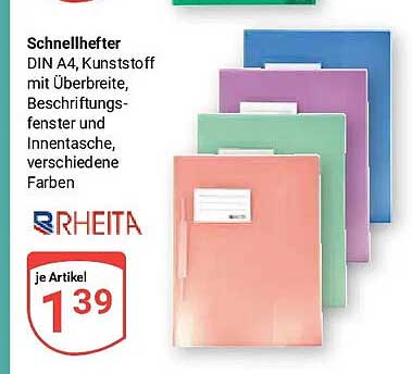 Schnellhefter DIN A4, Kunststoff mit Überbreite, Beschriftungsfenster und Innentasche, verschiedene Farben