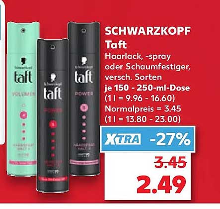 SCHWARZKOPF Taft Haarspray, -spray oder Schaumfestiger, versch. Sorten, je 150 - 250-ml-Dose