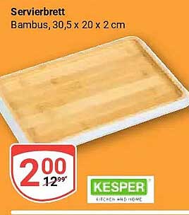 Servierbrett Bambus, 30,5 x 20 x 2 cm