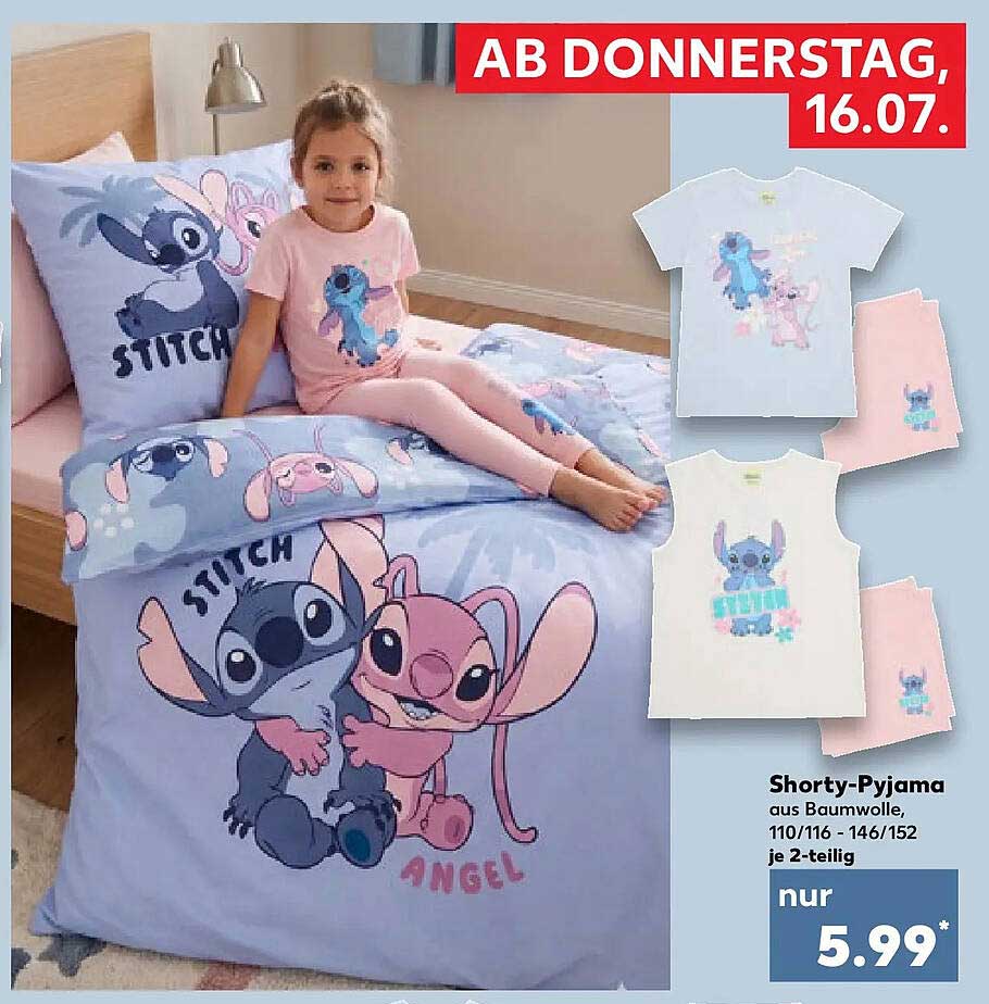 Shorty-Pyjama aus Baumwolle, 110/116 - 146/152, je 2-teilig