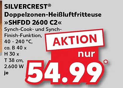 SILVERCREST® Doppelzonen-Heißluftfritteuse »SHFD 2600 C2«