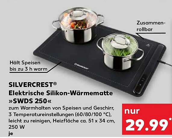 SILVERCREST® Elektrische Silikon-Wärmematte »SWDS 250«