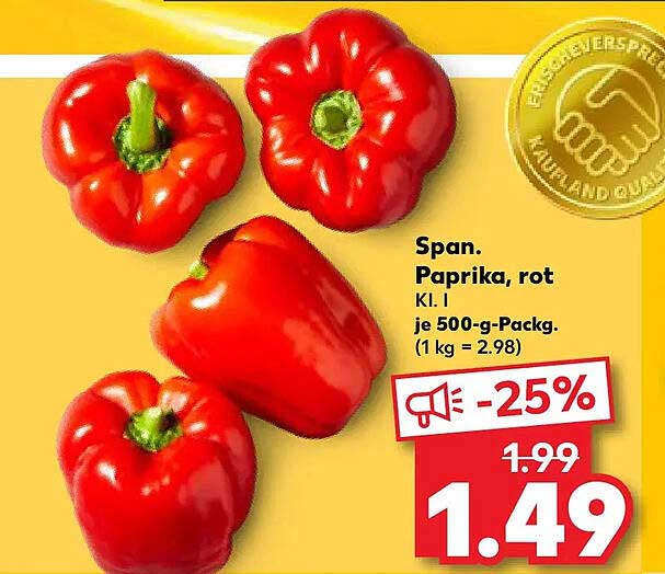 Span. Paprika, rot Kl. I je 500-g-Packg. (1 kg = 2.98)