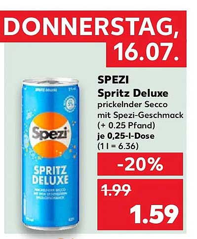 SPEZI Spritz Deluxe prickelnder Secco mit Spezi-Geschmack (+ 0.25 Pfand) je 0,25-l-Dose (1 l = 6.36)
