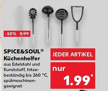 SPICE&SOUL® Küchenhelfer aus Edelstahl und Kunststoff, hitzebeständig bis 260 °C, spülmaschinengeeignet