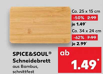 SPICE&SOUL Schneidebrett aus Bambus, schnittfest