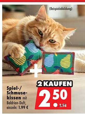 Spiel-/Schmusekissen mit Baldrian-Duft, einzeln: 1.99 €
