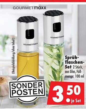Sprühflaschen-Set 2 Stück, aus Glas, Füllmenge: 100 ml