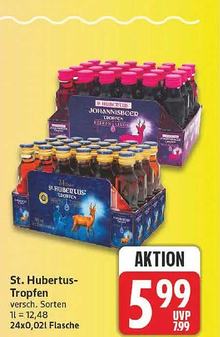 St. Hubertus-Tropfen versch. Sorten 1l = 12,48 24x0,02l Flasche