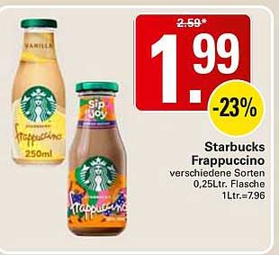 Starbucks Frappuccino verschiedene Sorten 0,25Ltr. Flasche 1Ltr.=7,96
