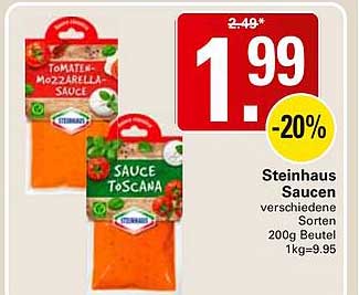 Steinhaus Saucen verschiedene Sorten 200g Beutel 1kg=9.95