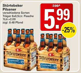 Störtebeker Pilsener verschiedene Sorten Träger 6x0,5Ltr. Flasche 1Ltr.=2,00 zzgl. 0.48 Pfand