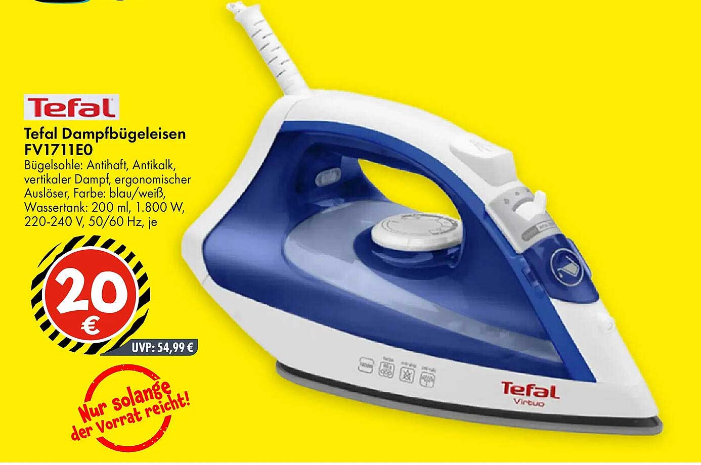 Tefal Dampfbügeleisen FV1711E0