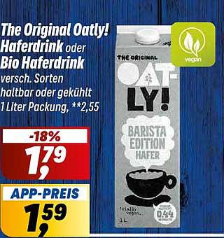 The Original Oatly! Haferdrink oder Bio Haferdrink versch. Sorten haltbar oder gekühlt 1 Liter Packung