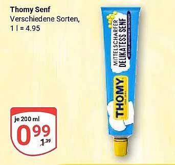 Thomy Senf Verschiedene Sorten, 1 l = 4.95
