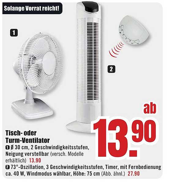 Tisch- oder Turm-Ventilator