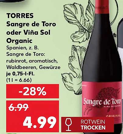 TORRES Sangre de Toro oder Viña Sol Organic