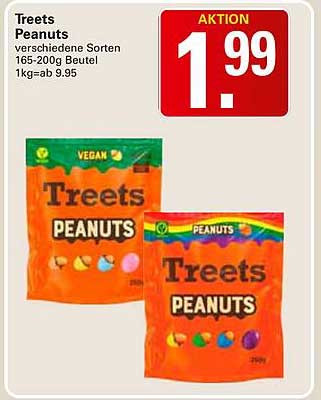 Treets Peanuts verschiedene Sorten 165-200g Beutel 1kg ab 9.95