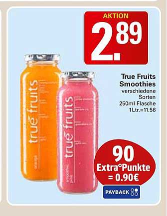 True Fruits Smoothies verschiedene Sorten 250ml Flasche 1Ltr.=11.56