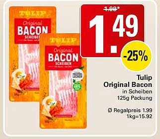 Tulip Original Bacon in Scheiben 125g Packung