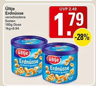 Ültje Erdnüsse verschiedene Sorten 180g Dose 1kg=9.94
