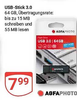 USB-Stick 3.0 64 GB, Übertragungsrate: bis zu 15 MB schreiben und 55 MB lesen