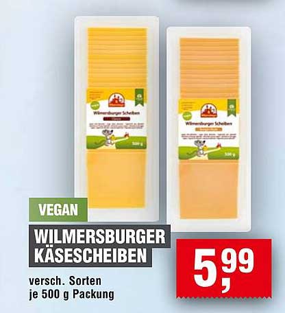 VEGAN WILMERSBURGER KÄSESCHEIBEN versch. Sorten je 500 g Packung
