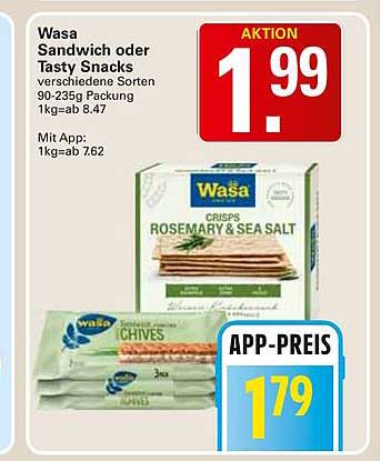 Wasa Sandwich oder Tasty Snacks