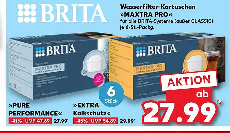 Wasserfilter-Kartuschen »MAXTRA PRO« für alle BRITA-Systeme (außer CLASSIC) je 6-St.-Packg.