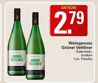 Weingenuss Grüner Veltliner Österreich, trocken 1Ltr. Flasche